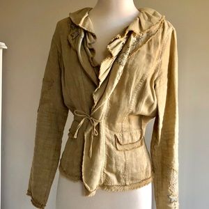 Elie Tahari linen embroidered jacket